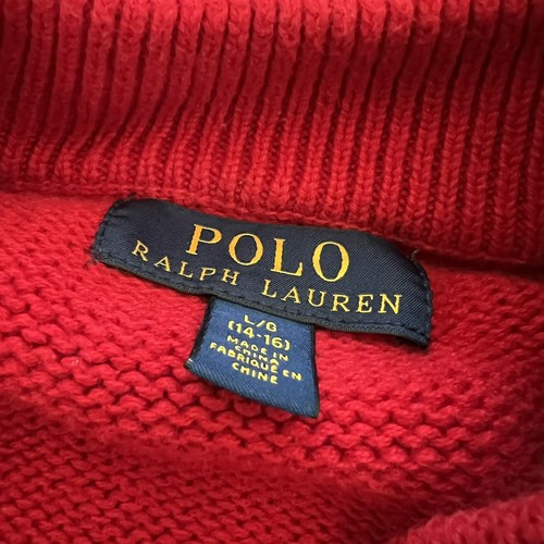 Polo Ralph Lauren Varsity Red/Navy Blue Knit Cardigan Sweater Youth Large 14-16 - Picture 6 of 7