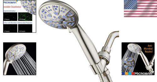 Luxury 6-Setting Anti-Clog Hand Shower with Microban Protection - Satin Nickel - Picture 2 of 11