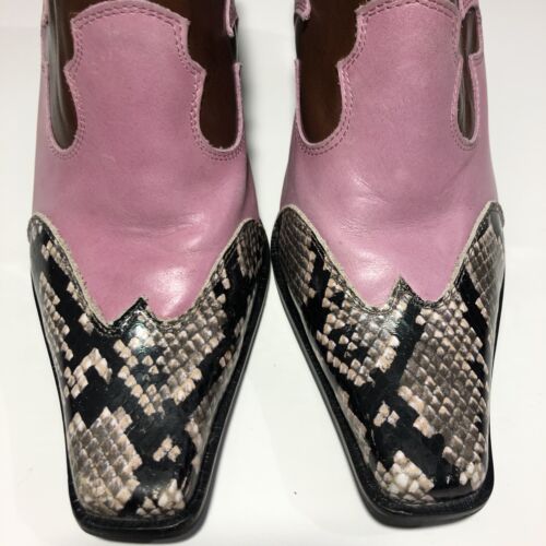 Jeffrey Campbell Combo Leder Blockabsatz Pantoletten 7,5 Schlange Rosa Braun Western - Bild 6 von 10