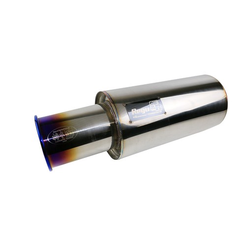 2.5'' ID 4'' OD Rolled Straight Exhaust Muffler Tips 6'' Body Resonator Blue - Foto 3 di 5