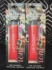 2pk IONI PINK GOLD RED CORAL LIP PLUMPING HIGH SHINE EFFECT JELLY LIPGLOSS LOT