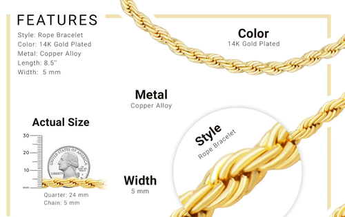 Seilkette 14K Gold gefülltes Armband 8,5" Set Hummer Kralle Verschluss Schmuck Geschenk für - Bild 9 von 13
