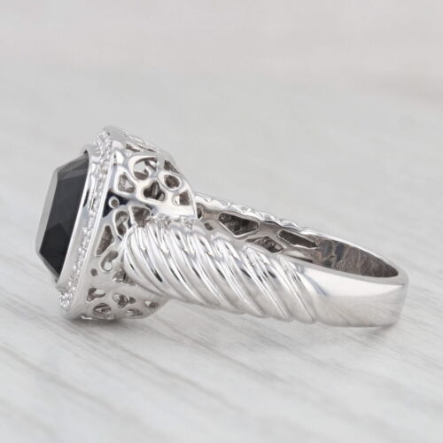 Onix 0.15ctw Anillo Diamante Halo 14k Oro Blanco Talla 7.75 Alberto David Perlas - Imagen 3 de 10