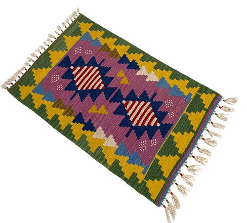 2x3 ft Rug OUSHAK RUG Hand Woven Vintage Turkish Kilim Rug Flat Weave Area Rug - Picture 8 of 10