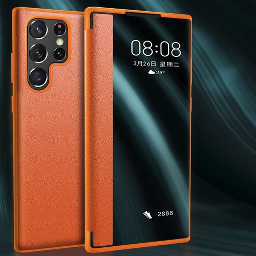 Funda delgada de cuero abatible con vista de ventana ultra inteligente para Samsung S25 Ultra/S24 - Imagen 10 de 14