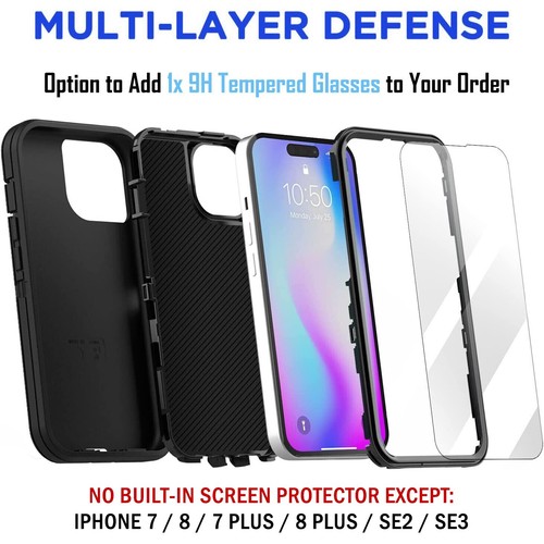 For iPhone 15 14 13 12 11 X XS SE Shockproof Case Tough Defender Belt Clip - Picture 4 of 53