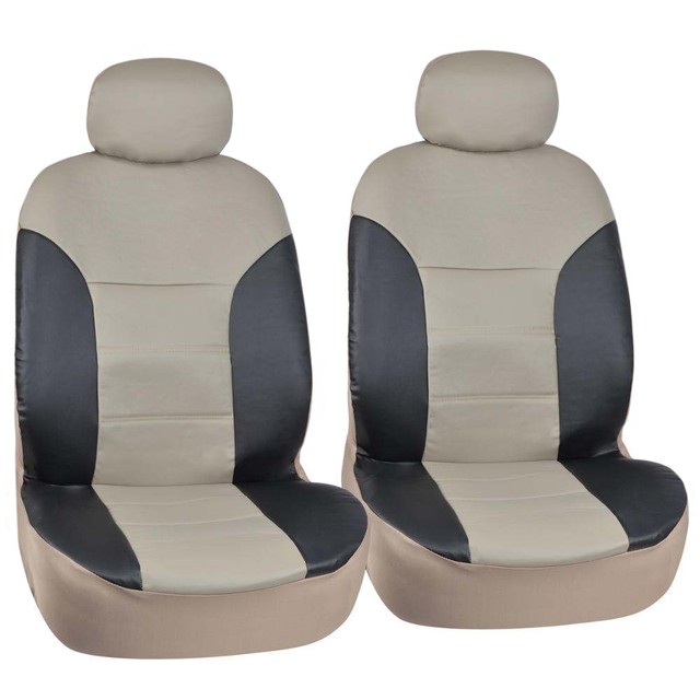 Black Faux Leather Seat Covers For Car Motor Trend Low Back Bucket Front Pair