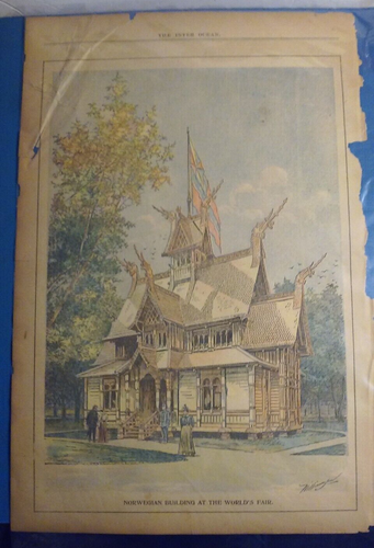 1893 Print NORWEGIAN BUILDING Norway At The Chicago World's Fair Inter-Ocean - Picture 2 of 6