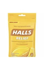 HALLS Relief Honey Lemon Flavor Cough Drops, 1 Bag (30 Total Drops)