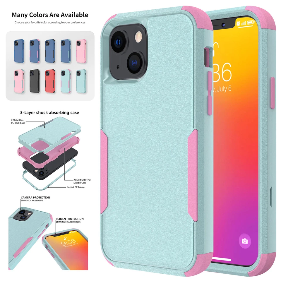 For iPhone 15 14 Plus 13 12 Pro 11 Heavy Duty Shockproof Rugged Phone Case - Image 2 of 4