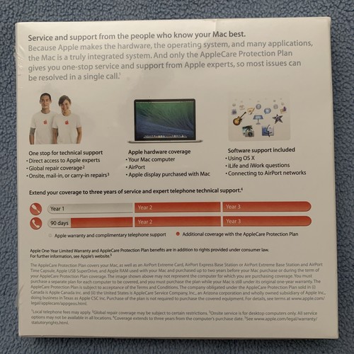 AppleCare ProtectionPlan Auto Enroll Only 607-8192-D App For Mac. New Sealed Box - Picture 3 of 4