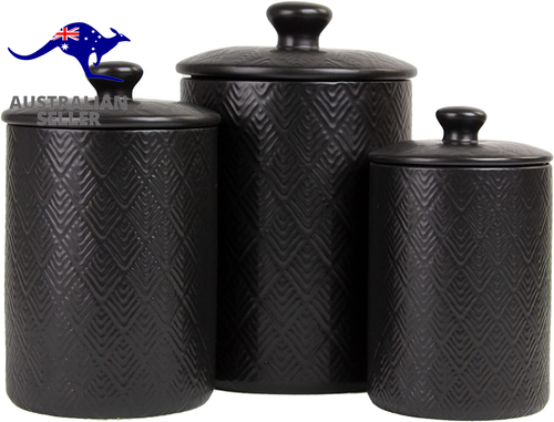 Kitchen Canister, 3 Piece Set, Marquis Matte Black - Picture 11 of 12