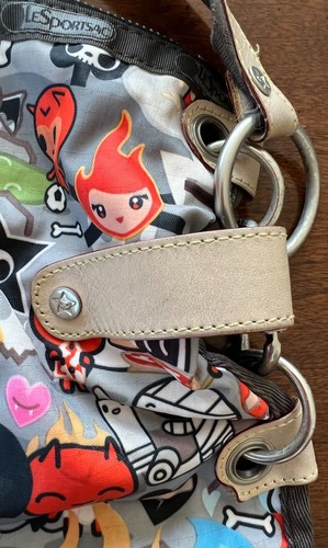 Bolso de hombro Tokidoki x Le SportSac 2006 Inferno 2 vías 15"" x 17,5"" nuevo sin etiquetas - Imagen 6 de 14