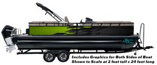 Black Rectangles Green Graphic Wrap Kit Decal Bass Fishing Boat Vinyl Pontoon