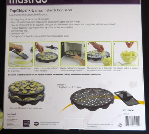 MASTRAD "TOPCHIPS" KIT MAKES FAT FREE CHIPS IN 3MIN. INCL. RECIPE BOOK, BOTH NEW - Picture 3 of 5