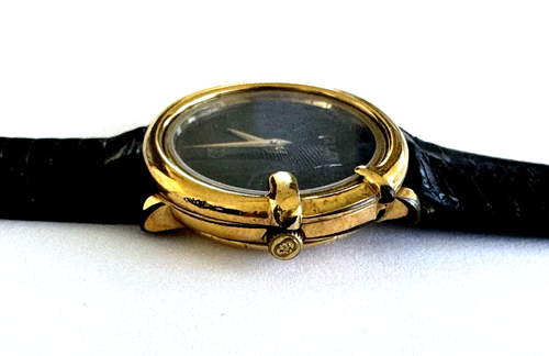 Gucci 978.002 Black Dial Gold Plated Quartz Swiss Ladies Wrist Watch Works - Picture 9 of 16