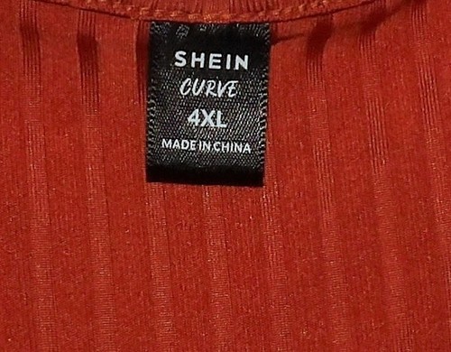 SHEIN CURVE RUST V NECK, SPLIT HEM,BELTED STRETCHY BODYCON DRESS ( SZ: 4XL) - Picture 8 of 8