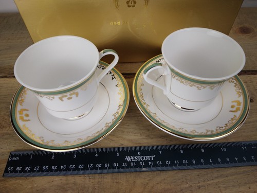 Rare Haengnam 4 Pc Korean Bone China Coffee Gold Trim Tea Set Lee Myung-bak Gift - Picture 15 of 17