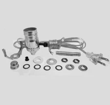 LOT OF 10 NICKEL KIT - SILVER CORD, OFF/ON SKT, 6" harp, 1 1/4" NIPPLE TD-397X