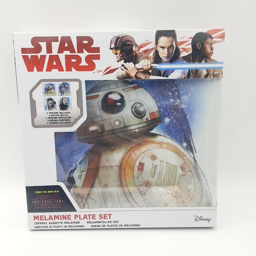 STAR WARS MELAMINE 4 PLATE SET - THE LAST JEDI - BB8 R2D2 REY SKYWALKER BBQ NEW