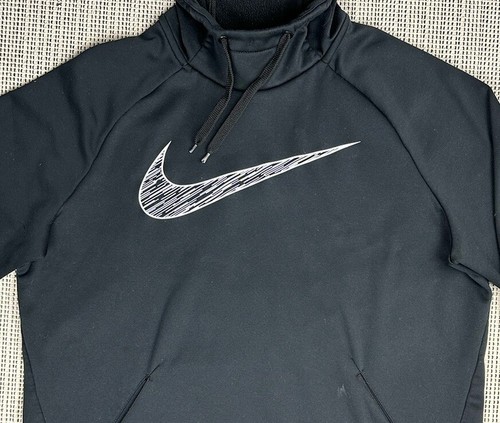 Nike Dri-Fit Mens Size Large Black Hoodie Sweatshirt Long Sleeve Pocket Swoosh - Picture 5 of 19