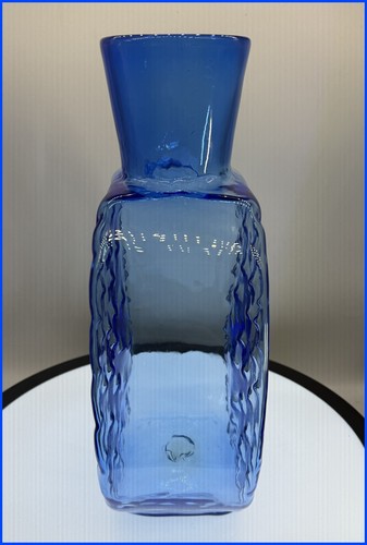 ENORME JARRÓN VINTAGE DE VIDRIO ARTÍSTICO AZUL RARO HANK ADAMS JARRA BLENKO - Imagen 4 de 12