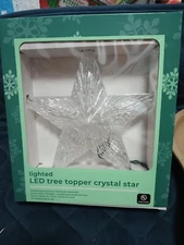 Lighted Shimmering Crystal Star Tree Topper 8.2" in Ht/Wt. NEW Home by Rite-Aid 