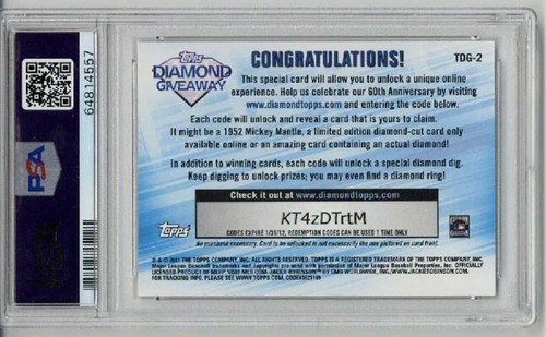 2011 TOPPS DIAMOND GIVEAWAY REDEMPTION JACKIE ROBINSON DODGERS PSA 10 LOW POP - Picture 2 of 2