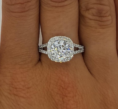 2.75 Ct Split Shank Halo Round Cut Diamond Engagement Ring VS1 H | eBay