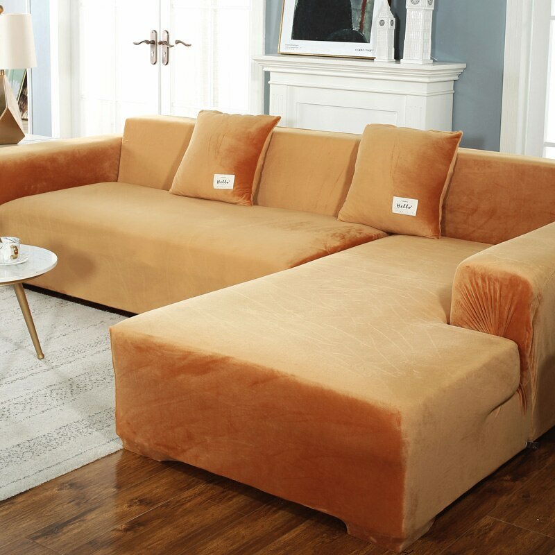 Plush Sofa Cover Velvet Elastic Corner Living Room L Shape Sofa Seat Slipcovers Popularna sprzedaż wysyłkowa