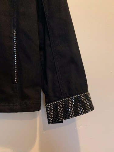 Quacker Factory Black Suede Beaded/Jeweled Womens Jacket SZ LG - Picture 2 of 7