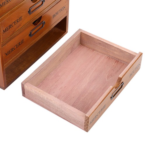 Small Wooden Storage Cabinet 5Drawers Box Vintage Desktop Tidy Organiser Case UK - Picture 7 of 7