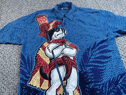 VTG Big Dogs Kahuna Hawaiian Loop Collar Shirt Adult Large Blue USA Made Rayon - Picture 9 of 11