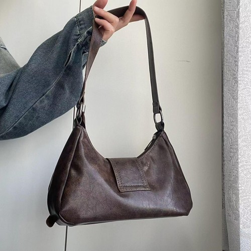 2025 Spring Vintage Y2k Leather Shoulder Bag – Maillard Retro Style, Spicy Chic - Picture 8 of 26