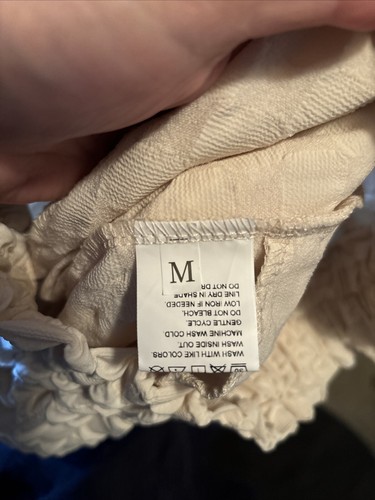 Ladies Ivory Textured Pull On High Waisted Lightweight Ankle Trousers Size M - Picture 15 of 15