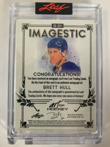 Brett Hull 2021-22 Leaf Art of Hockey IMAGESTIC Emerald Autograph /3 - Picture 2 of 2