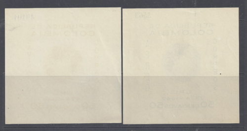COLOMBIA 1950 75th ANNIVERSARY OF UPU IMPERF SHEETS M.N.H. SG MS728a, 728b - Picture 2 of 2