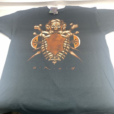 2000s Y2K Vintage Liquid Blue Sz 2XL NOS New Shirt 3 Skulls Skeleton