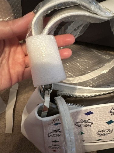 New Authentic MCM Medium Klara Monogram Leather Hobo Bag White Color $850+ Tax - Picture 17 of 17