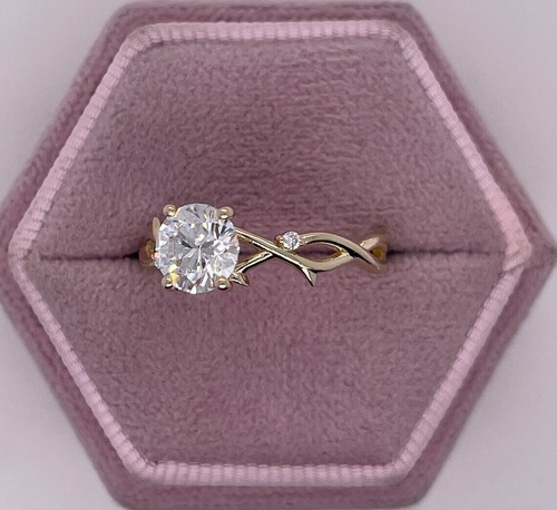 2Ct Round Cut Lab Created Diamond Women's Solitaire Ring 14K Yellow Gold Plated - Picture 3 of 4