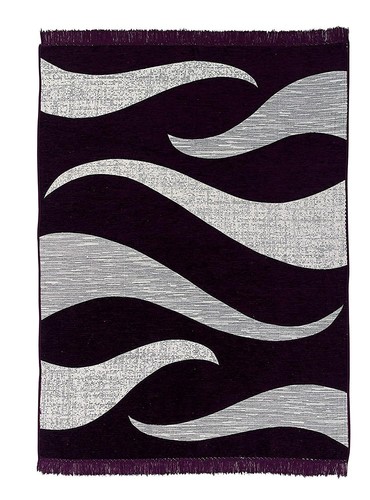 Ethno Samt Touch Abstrakt Chenille Teppich Vorleger Läufer 5 x 7 Fuß Weinrot - Bild 2 von 3