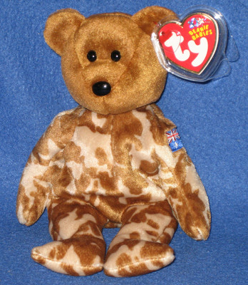 TY HERO the UK BEAR BEANIE BABY FLAG ON ARM