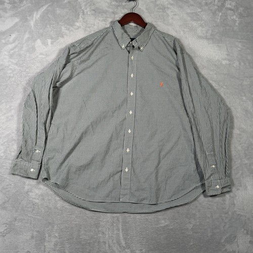 Ralph Lauren Shirt Mens 2XB 2XL Big Green White Gingham Button Down Long Sleeve - Picture 2 of 9