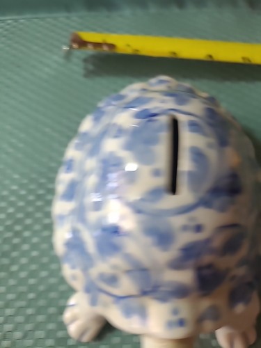 COIN BANK TURTLE ANDREA BY SADEK PORCELAIN WHITE BLUE FLOWERS MONEY PIGGY CUTE!! - Picture 4 of 10