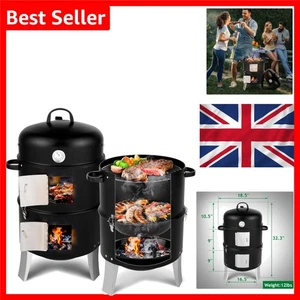 Vertical Charcoal Smoker 18.5 inch Heavy Duty Portable BBQ Grill Kitchen