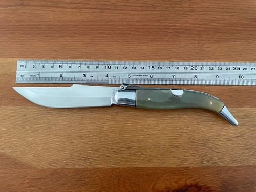 4.3" Stainless Steel Blade Spanish Navaja Pocket Knife Bull Horn Scales - Spain - Picture 6 of 11
