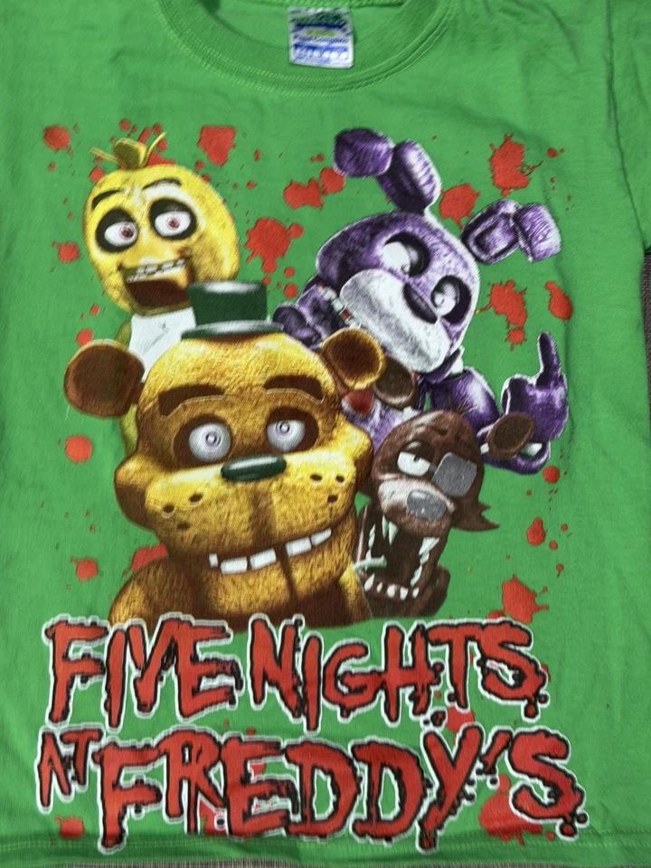 Five Nights At Freddy's Kids T Shirt Size M 6/8 Graphic Tee FNAF AOP - Image 3 of 4