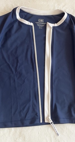 Athleta Girl Full Zip Surf Break Rashguard Jacket Girl Blue/White Size Medium - Picture 8 of 9