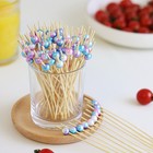  100 Pcs Mini Skewers Fruits Tasting Sticks Bamboo Pearl Picks Party