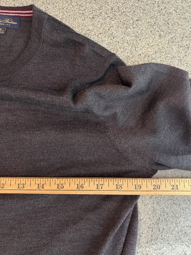 Suéter Brooks Brothers Hombre Gris 100% Lana Merino Pullover Cuello Redondo Preppy - Imagen 13 de 17